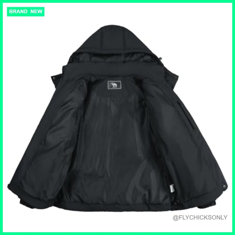 Polyester Waterproof Puffer Jacket with Removable… - image 4